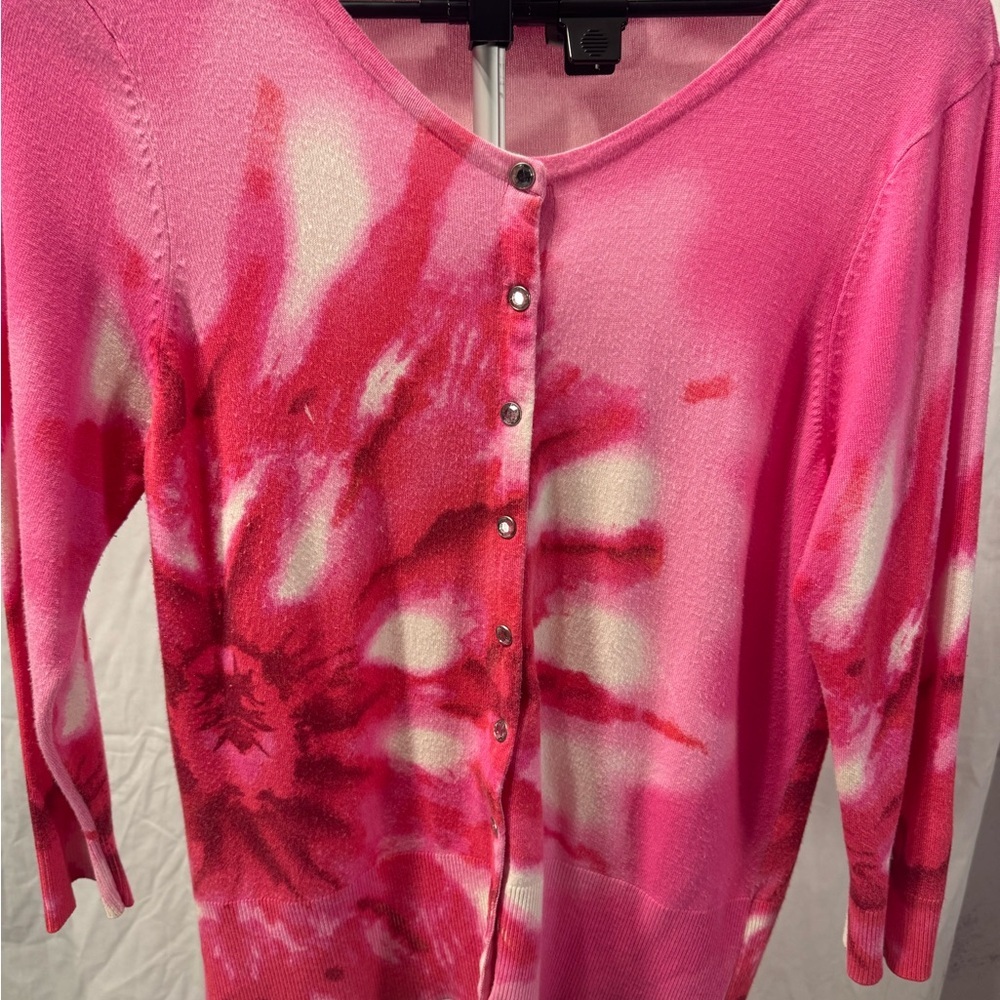 Boston Proper Pink and White Cardigan
